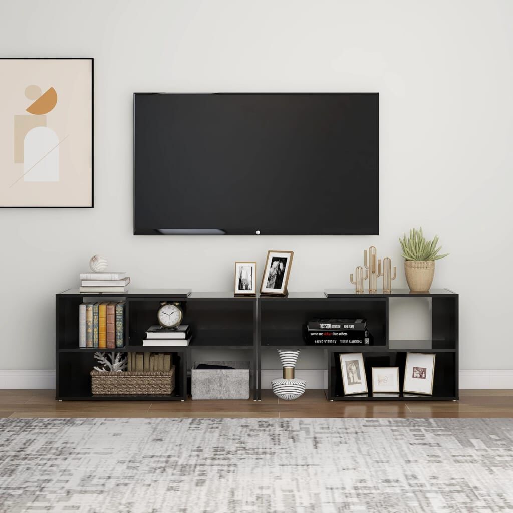 vidaXL Έπιπλο Τηλεόρασης Γυαλιστερό Μαύρο 149x30x52 εκ. Επεξ. Ξύλο