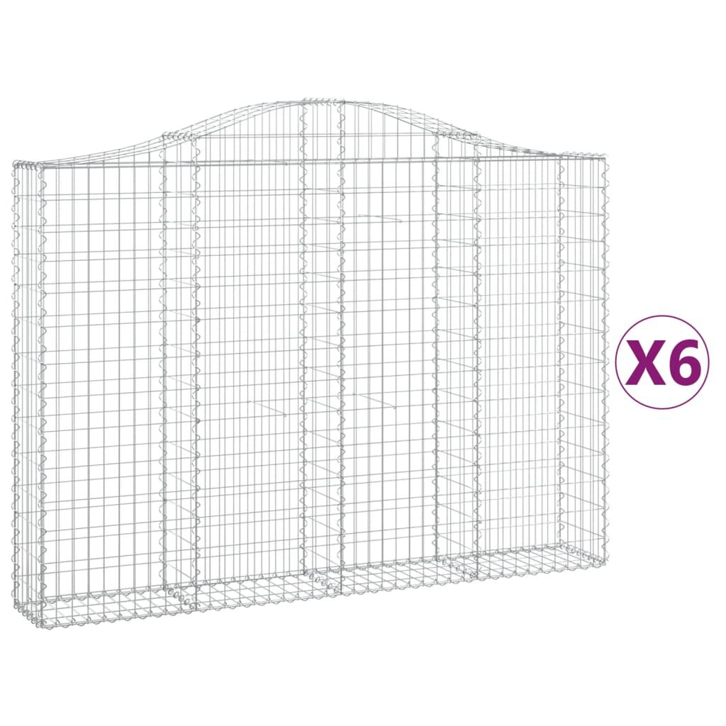 vidaXL Συρματοκιβώτια Τοξωτά 6 τεμ. 200x30x140/160 εκ. Γαλβαν. Ατσάλι