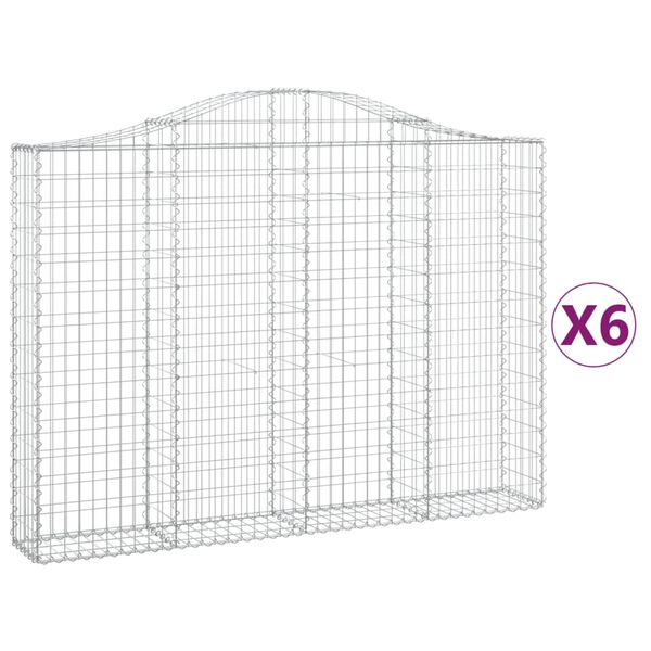 vidaXL Συρματοκιβώτια Τοξωτά 6 τεμ. 200x30x140/160 εκ. Γαλβαν. Ατσάλι