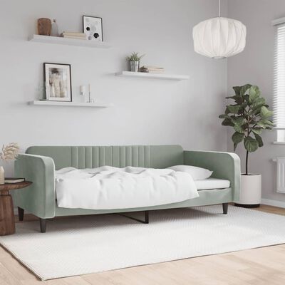 vidaXL Καναπές Κρεβάτι Ανοιχτό Γκρι 90 x 190 εκ. Βελούδινος