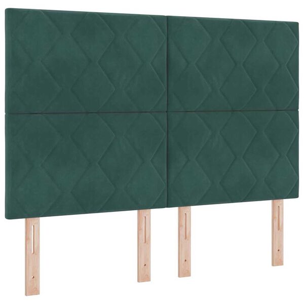 vidaXL Κρεβάτι με ελατήρια Σκούρο πράσινο 140 x 190 cm Βελούδο