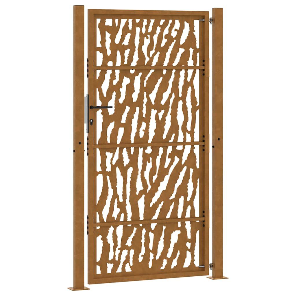 vidaXL Πύλη κήπου 105x180 cm από διαβρωμένο χάλυβα με σχέδιο ίχνος