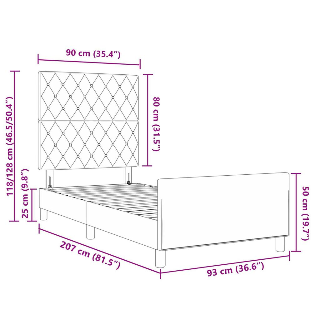 vidaXL Κρεβάτι Μαύρο 90x200 εκ. Βελούδο