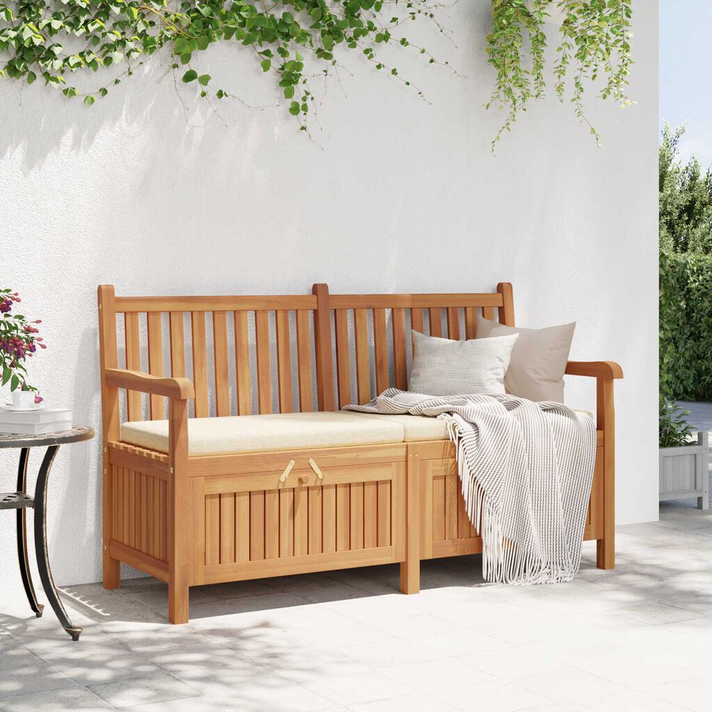vidaXL Πάγκος Αποθήκευσης Κήπου Καφέ 150 x 60 x 90 εκ Μασίφ ξύλο teak