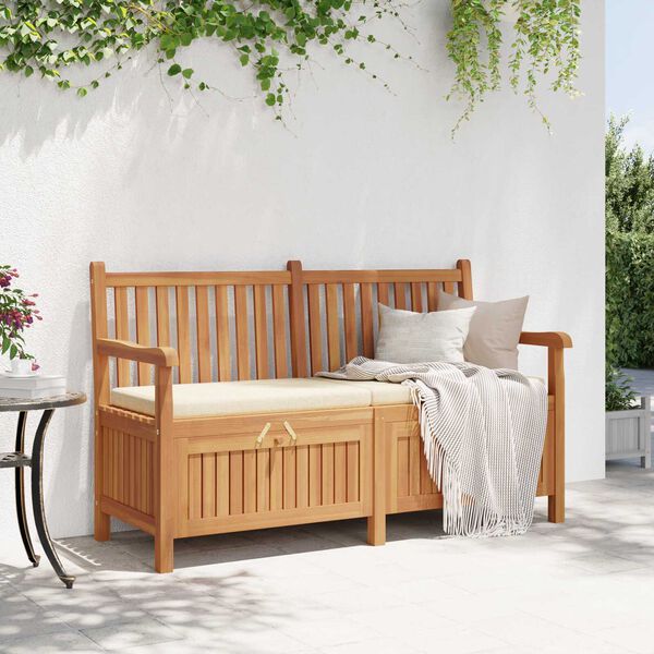 vidaXL Πάγκος Αποθήκευσης Κήπου Καφέ 150 x 60 x 90 εκ Μασίφ ξύλο teak