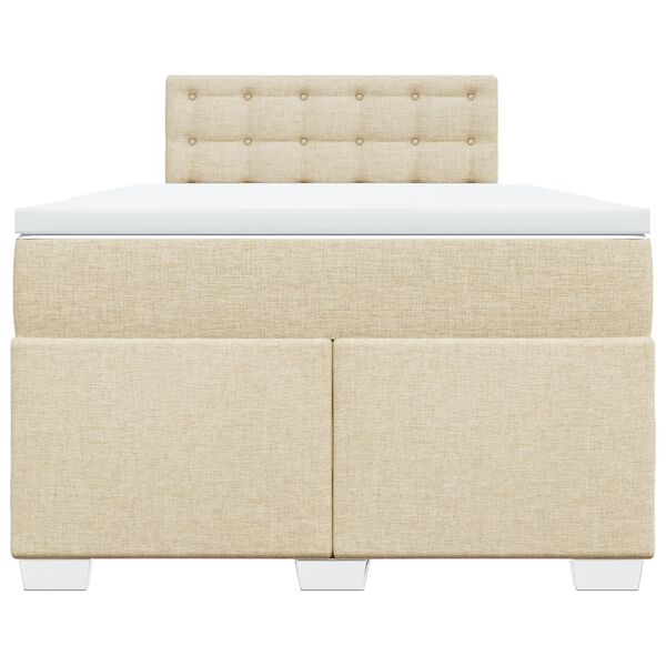 vidaXL Κρεβάτι Boxspring με Στρώμα Κρεμ 120x190 εκ. Υφασμάτινο
