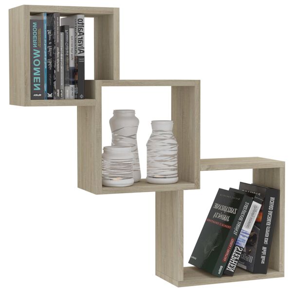 vidaXL Ράφια Κύβοι Τοίχου Χρώμα Sonoma Δρυς 68x15x68 εκ. Επεξ. Ξύλο