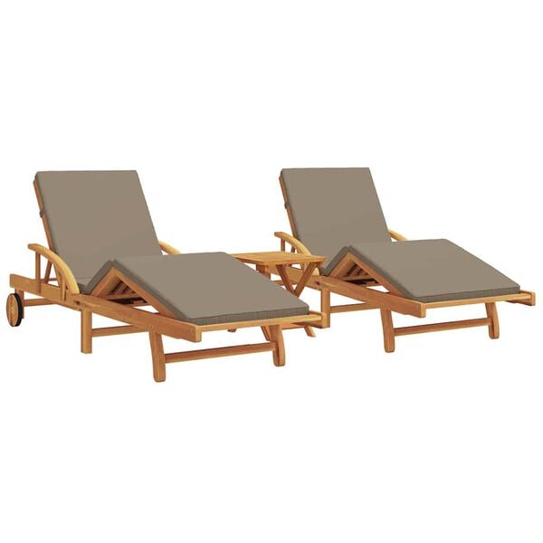 vidaXL Ξαπλώστρα 3 pcs Taupe 40 x 40 x 40εκ Μασίφ ξύλο ακακίας