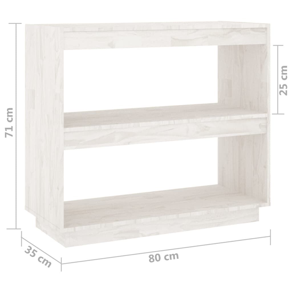 vidaXL Βιβλιοθήκη Λευκή 80 x 35 x 71 εκ. από Μασίφ Ξύλο Πεύκου
