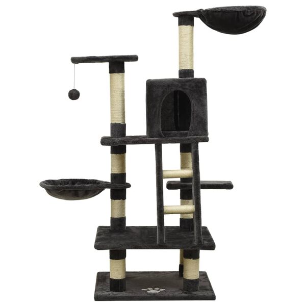 vidaXL Γατόδεντρο Σκ. Γκρι 122εκ με Στύλους Ξυσίματος από Σχοινί Σιζάλ