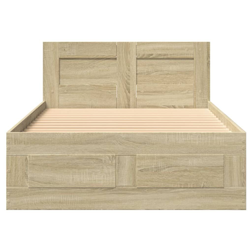 vidaXL Πλαίσιο Κρεβατιού με Κεφαλάρι Sonoma Δρυς 90x190 εκ. Επεξ. Ξύλο