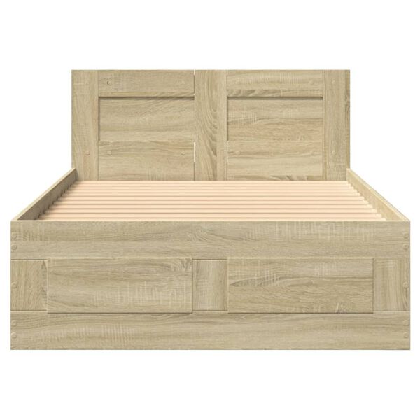 vidaXL Πλαίσιο Κρεβατιού με Κεφαλάρι Sonoma Δρυς 90x190 εκ. Επεξ. Ξύλο