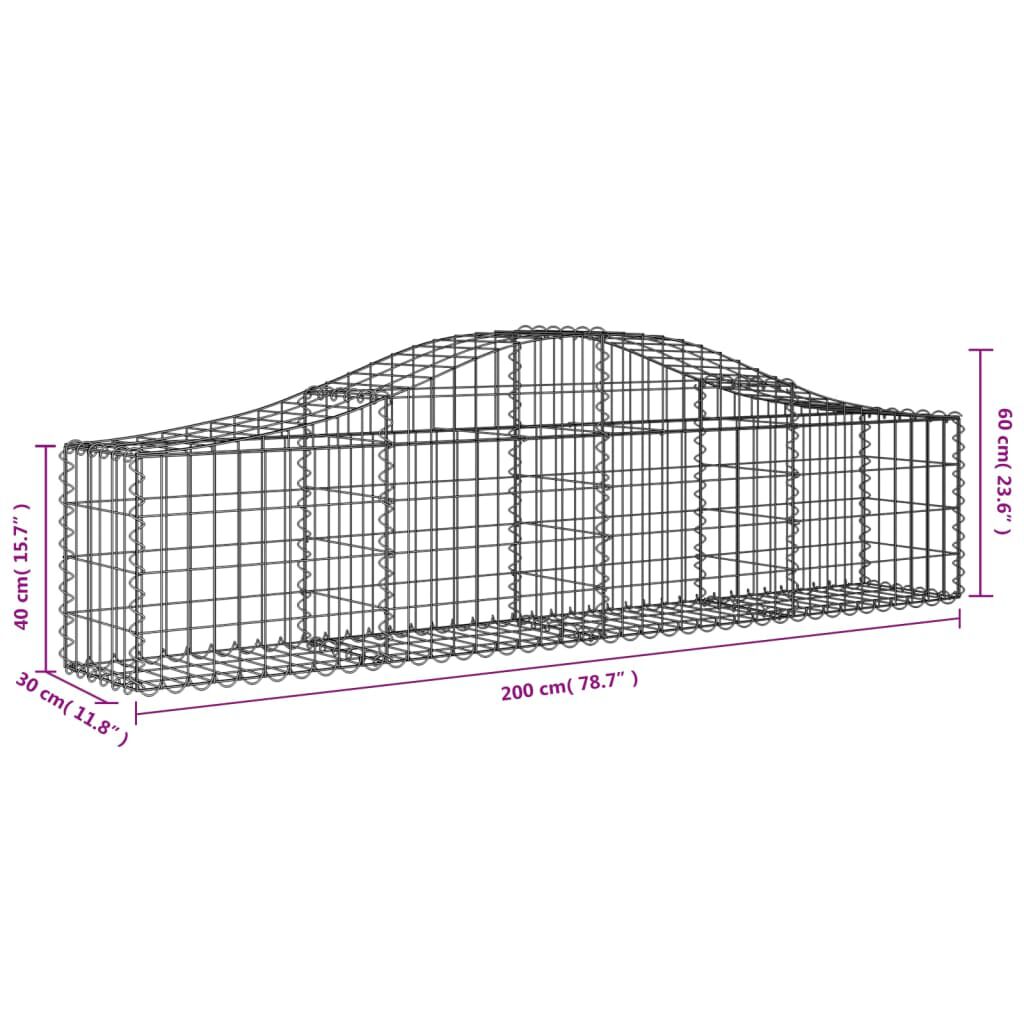 vidaXL Συρματοκιβώτια Τοξωτά 11 τεμ. 200x30x40/60 εκ. Γαλβαν. Ατσάλι