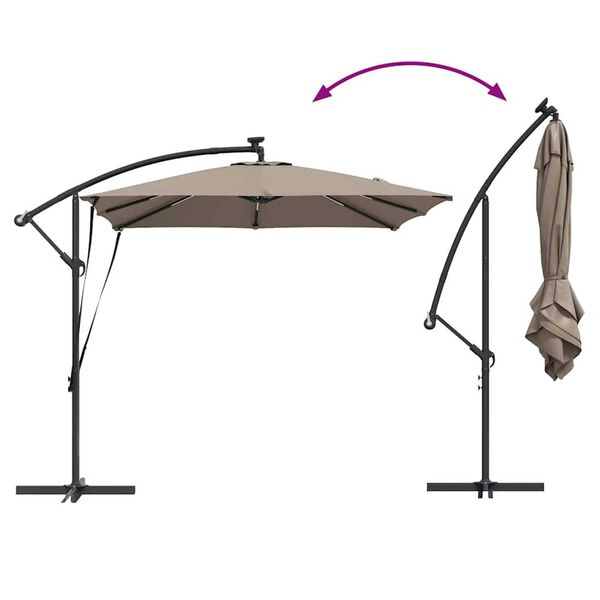 vidaXL Ομπρέλα Cantilever Banana Taupe 249 x 249 x 250 εκ.