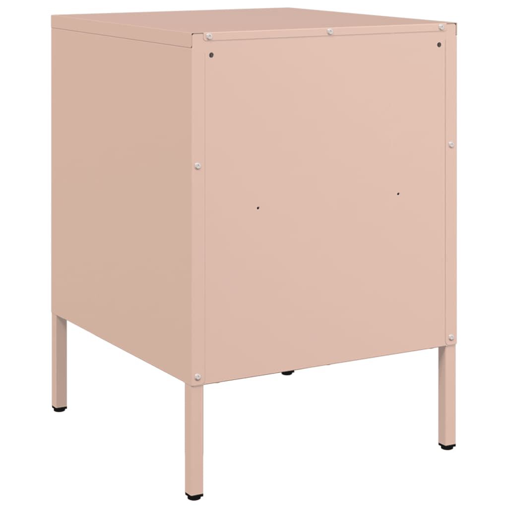 vidaXL Κομοδίνο Ροζ 36x39x50,5 εκ. από Χάλυβα