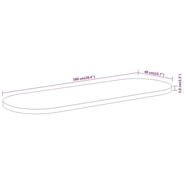 vidaXL Επιφάνεια Τραπεζιού Οβάλ 100x40x3,8 εκ. Μασίφ Ξύλο Ακακίας