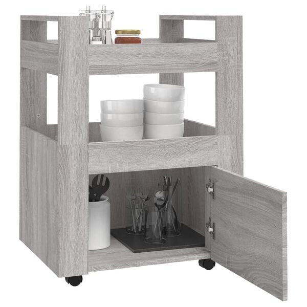 vidaXL Τρόλεϊ Κουζίνας Sonoma Γκρι 60x45x80 εκ. από Επεξεργασμένο Ξύλο