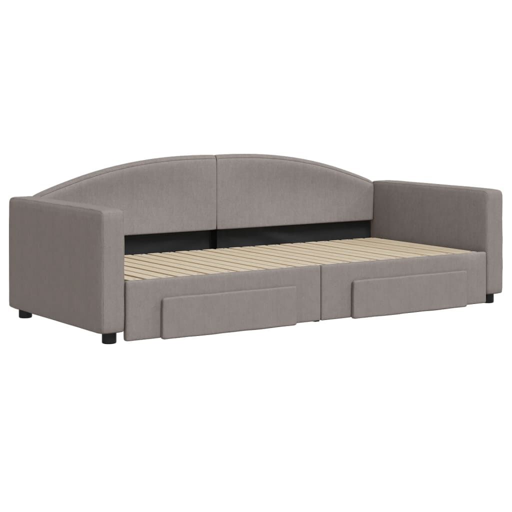 vidaXL Καναπές Κρεβάτι Συρόμενος Taupe 90x200 εκ. Ύφασμα & Συρτάρια