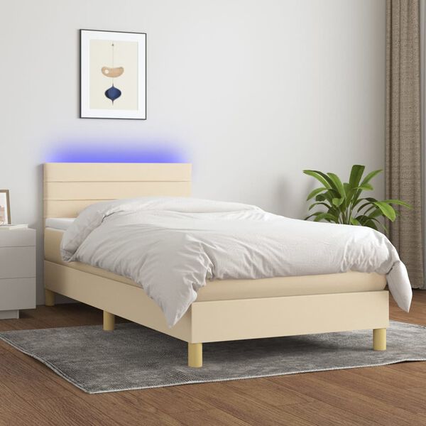 vidaXL &Kappa;&rho;&epsilon;&beta;ά&tau;&iota; Boxspring &mu;&epsilon; &Sigma;&tau;&rho;ώ&mu;&alpha; & LED &Kappa;&rho;&epsilon;&mu; 80x200 &epsilon;&kappa;. &Upsilon;&phi;&alpha;&sigma;&mu;ά&tau;&iota;&nu;&omicron;
