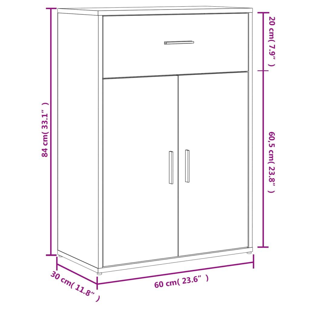 vidaXL Ντουλάπι Γκρι Σκυροδέματος 60x30x84 εκ. Επεξεργασμένο Ξύλο