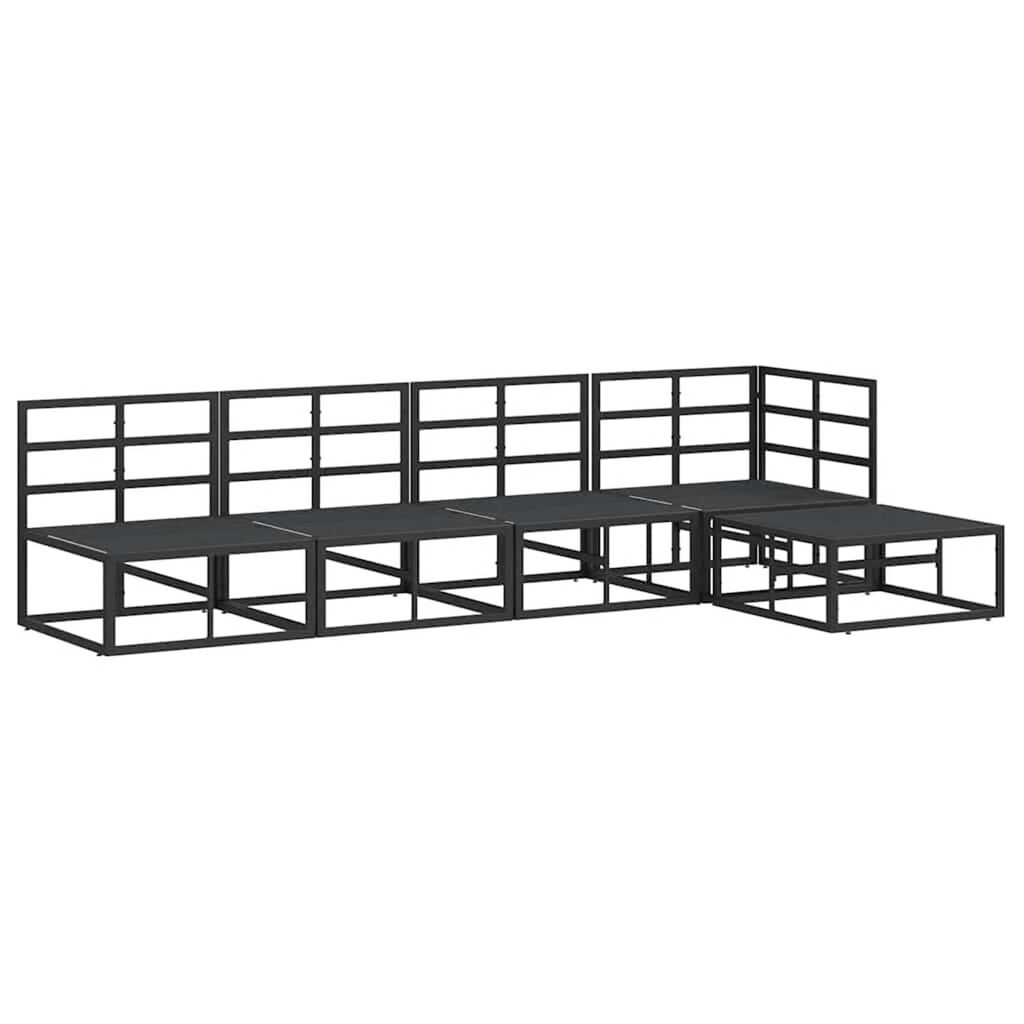 vidaXL Σετ Καναπέ Κήπου με μαξιλάρι 5 pcs Μαύρο Αλουμίνιο
