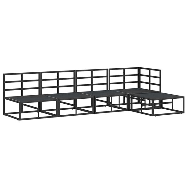 vidaXL Σετ Καναπέ Κήπου με μαξιλάρι 5 pcs Μαύρο Αλουμίνιο