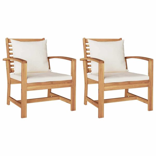 vidaXL Καρέκλες Κήπου 2 pcs Φυσικό 60 x 65 x 76.5 εκ Μασίφ ξύλο teak