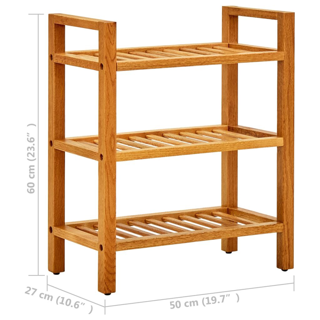 vidaXL Παπουτσοθήκη με 3 Ράφια 50 x 27 x 60 εκ. από Μασίφ Ξύλο Δρυός