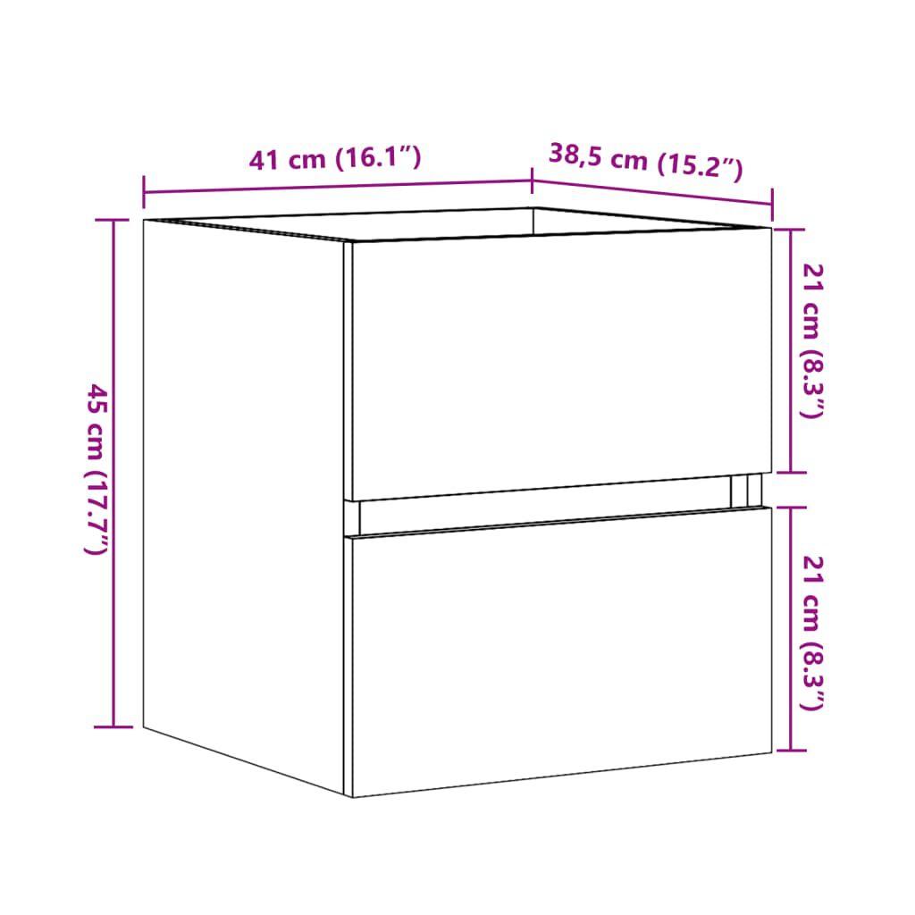 vidaXL Ντουλάπι Νιπτήρα Γκρι Σκυροδ. 41x38,5x45 εκ. Επεξεργασμένο Ξύλο