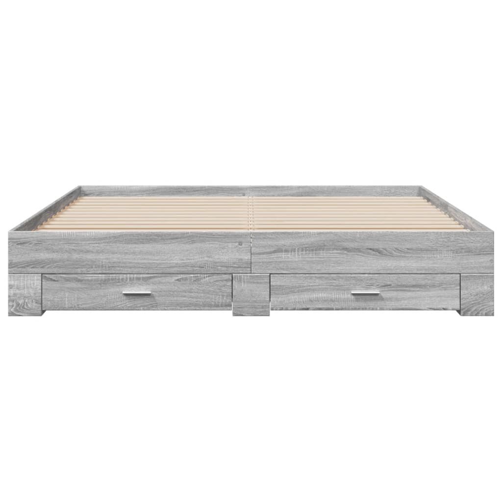 vidaXL Πλαίσιο Κρεβατιού με συρτάρια Γκρι sonoma 200x200εκ. Επεξ. Ξύλο