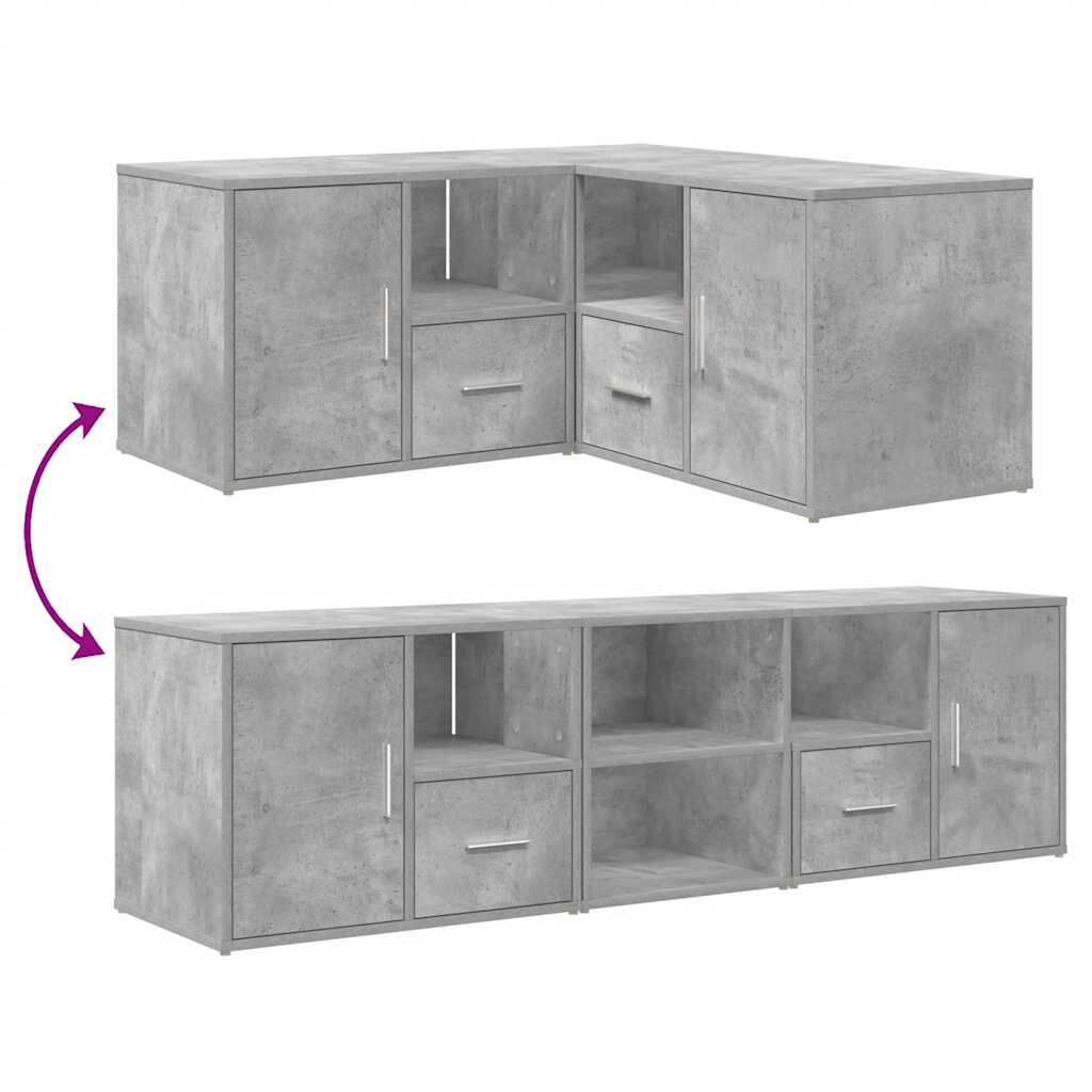 vidaXL Ντουλάπι Γωνιακό Γκρι Σκυροδέματος 160x40x45εκ. Επεξ. Ξύλο