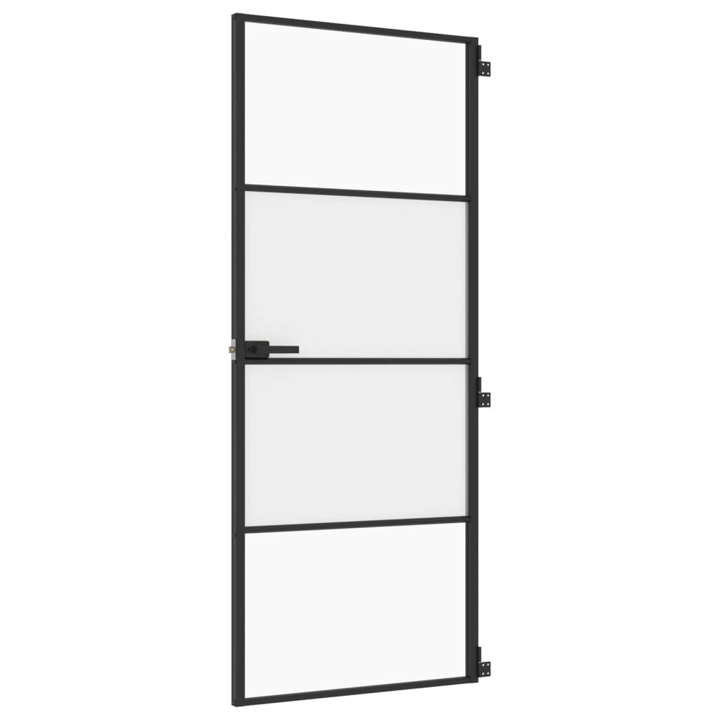vidaXL Εσωτερική Πόρτα Μαύρη 83 x 201,5 εκ. Ψημένο Γυαλί & Αλουμίνιο