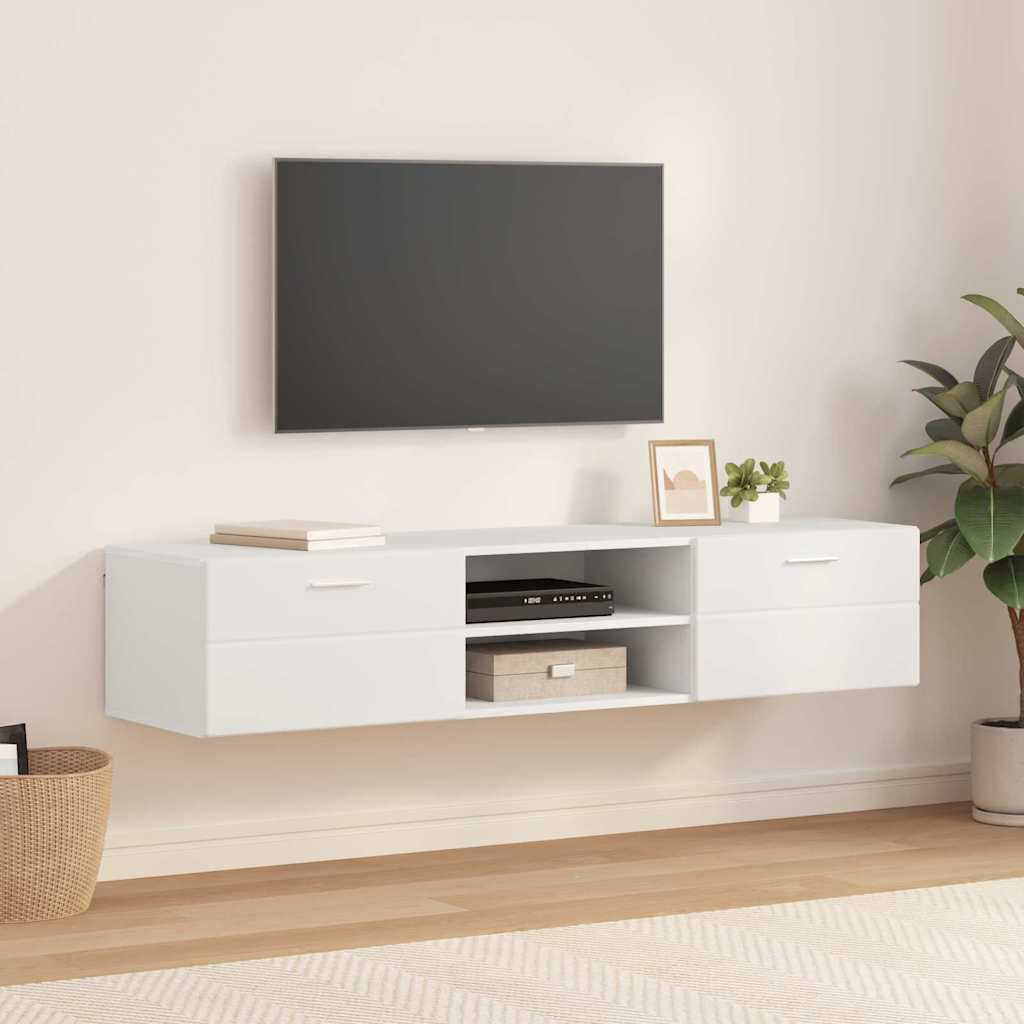 vidaXL Ντουλάπι TV με ράφι Λευκό 150 x 39 x 30 εκ Επεξεργασμένο ξύλο
