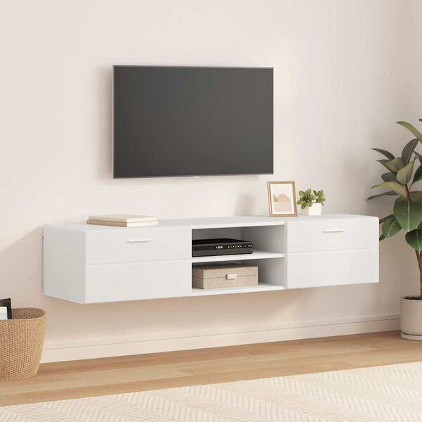 vidaXL Ντουλάπι TV με ράφι Λευκό 150 x 39 x 30 εκ Επεξεργασμένο ξύλο