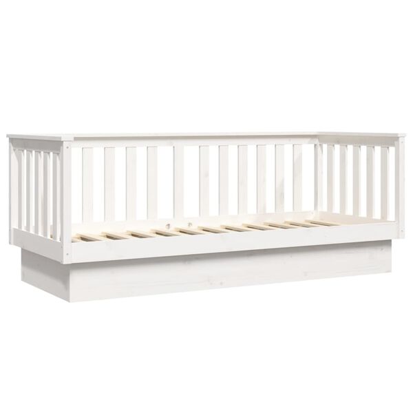 vidaXL Κρεβάτι ημέρας χωρίς στρώμα Λευκό 75x190 cm Στερεό ξύλο πεύκο