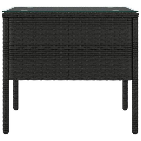 vidaXL Βοηθητικό Τραπεζάκι Μαύρο 53x37x48 εκ Συνθ. Ρατάν/ Ψημένο Γυαλί