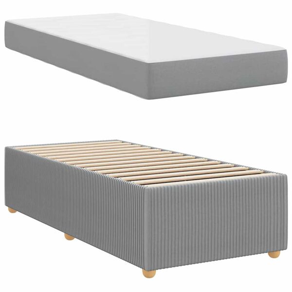 vidaXL Σκελετός Κρεβατιού Άλλο Ανοιχτό γκρι 90 x 200 cm ύφασμα