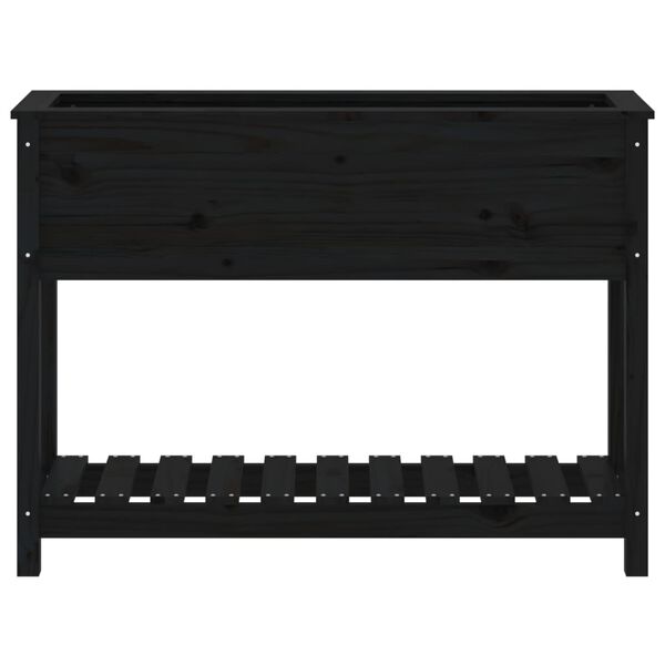 vidaXL Ζαρντινιέρα με Ράφι Μαύρη 111,5x34,5x81 εκ. Μασίφ Ξύλο Πεύκου