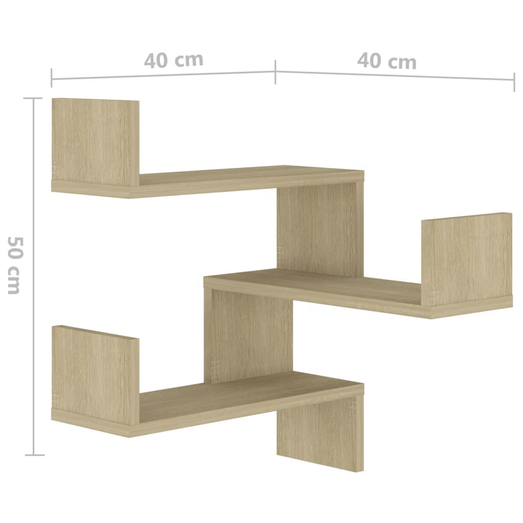 vidaXL Γωνιακή Ραφιέρα Τοίχου Sonoma Δρυς 40x40x50 εκ. από Επεξ. Ξύλο