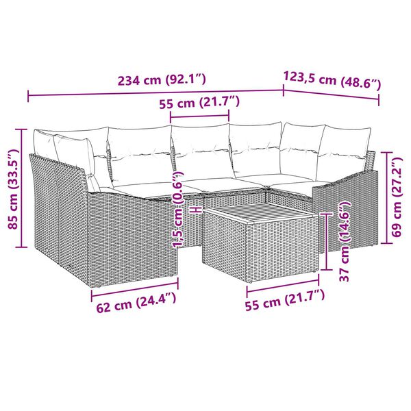 vidaXL Σετ Καναπέ Κήπου 7 pcs Γκρι