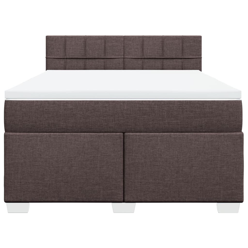 vidaXL Κρεβάτι Boxspring με Στρώμα Σκούρο Καφέ 140x190 εκ. Υφασμάτινο