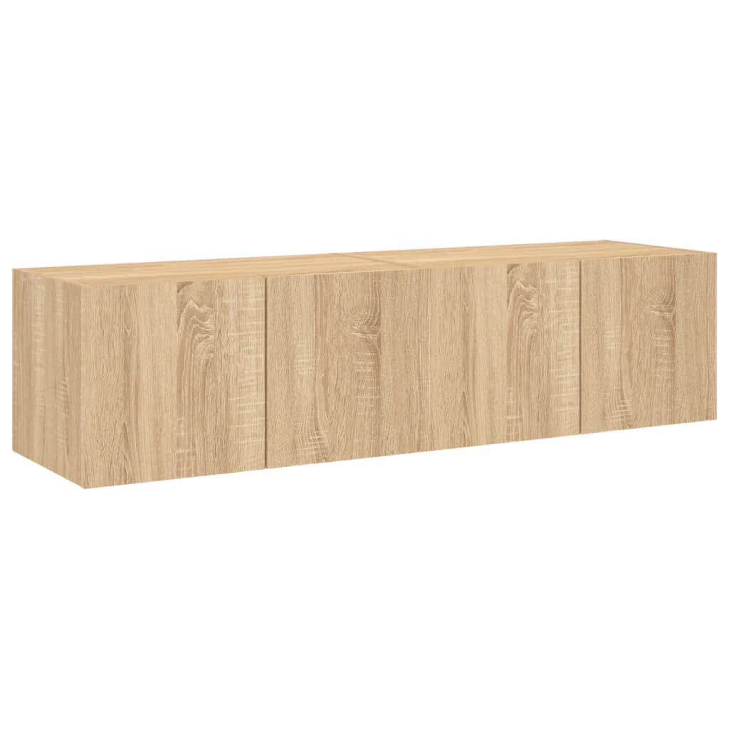 vidaXL Έπιπλα Τοίχου Τηλ. με LED 2 Τεμ. Sonoma Δρυς 60x35x31 εκ.