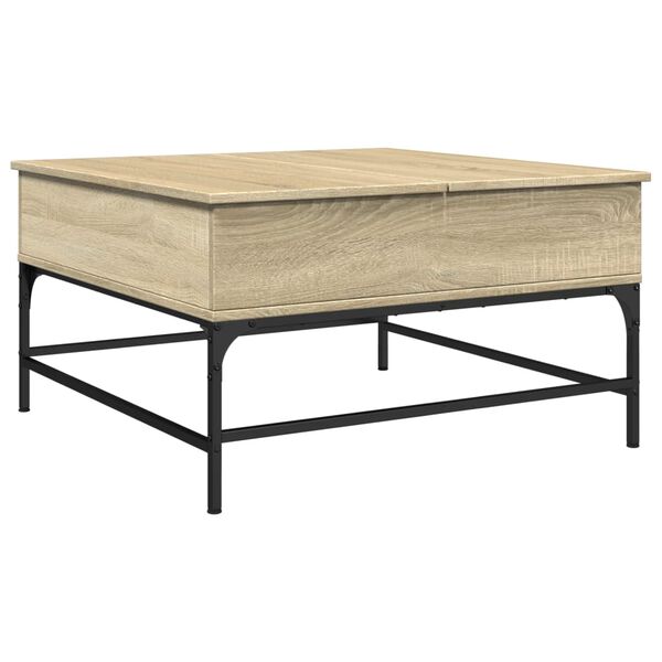 vidaXL Τραπεζάκι Σαλονιού Sonoma Δρυς 80x80x45εκ Επεξ. Ξύλο + Μέταλλο