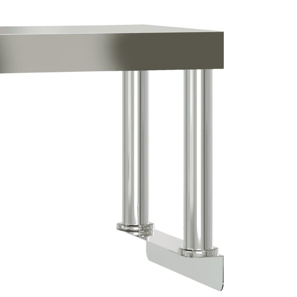 vidaXL Πάγκος Εργασίας Κουζίνας με Ράφι 110x30x120 εκ. Ανοξείδ. Ατσάλι