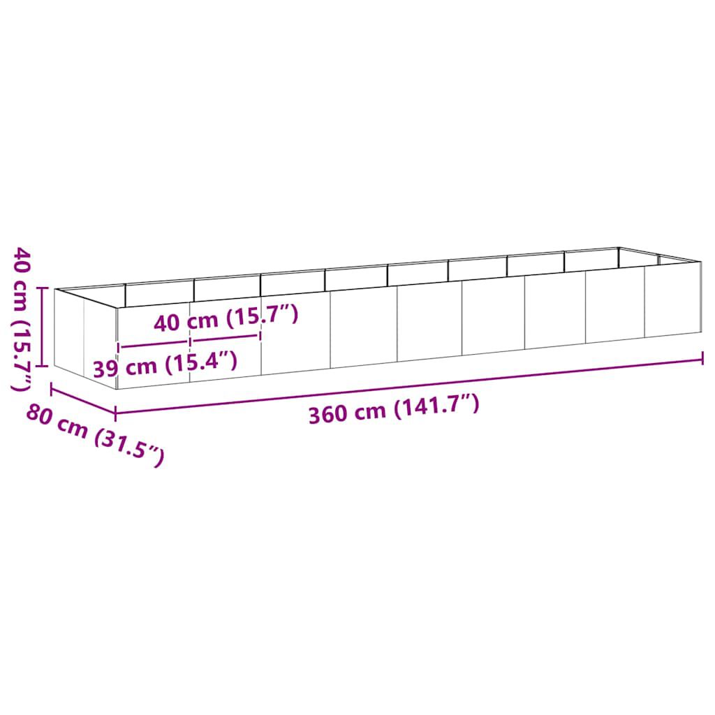vidaXL Ζαρντινιέρα Ανθρακί 360x80x40 εκ. από Χάλυβα