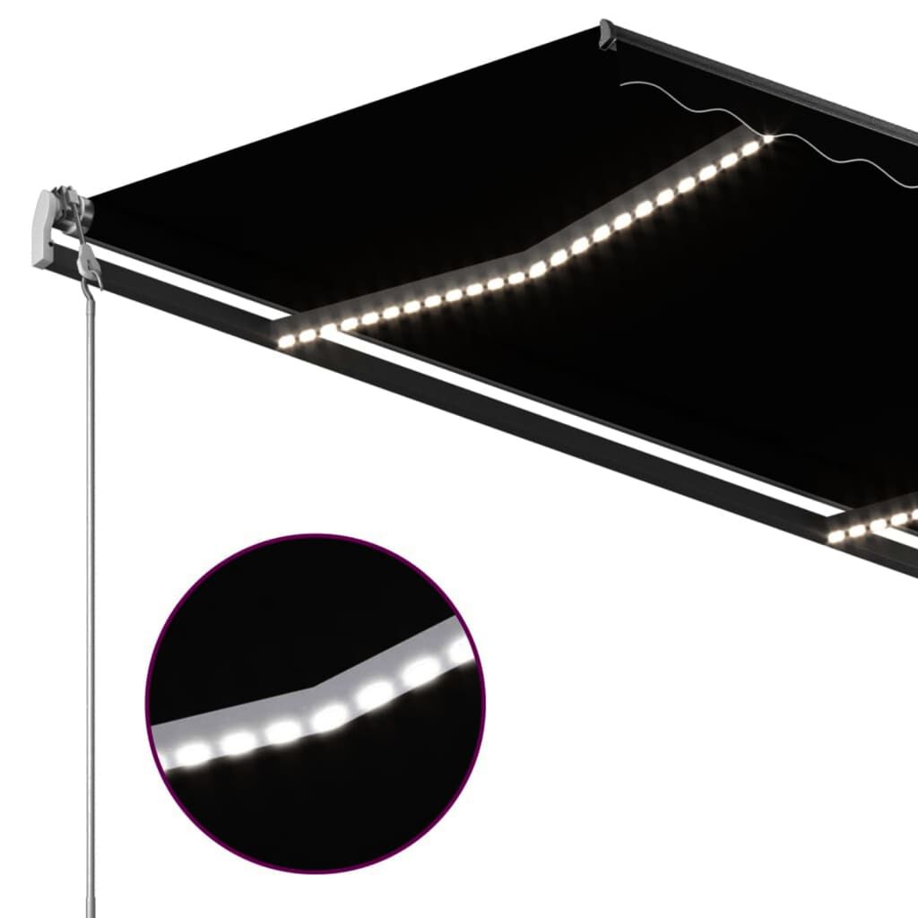 vidaXL Τέντα Συρόμενη Χειροκίνητη με LED Ανθρακί 3 x 2,5 μ.