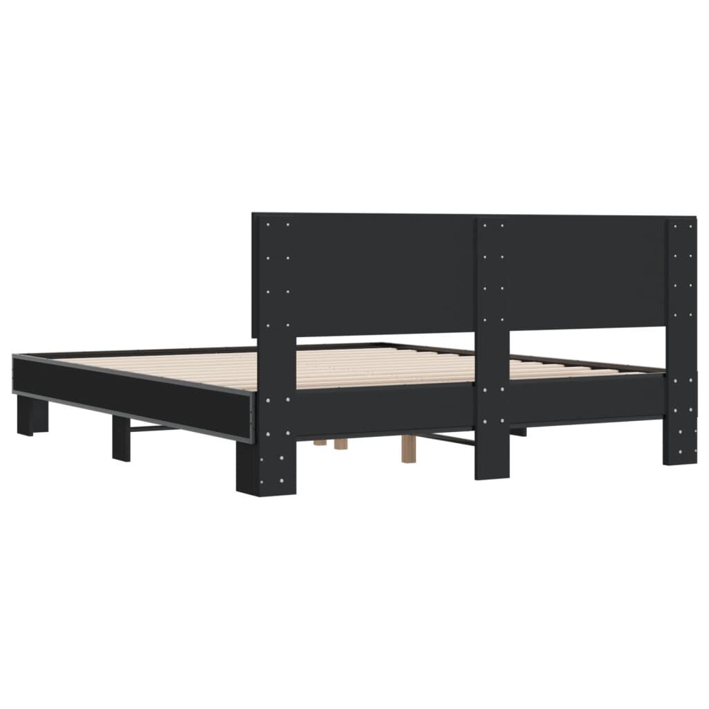 vidaXL Πλαίσιο Κρεβατιού Μαύρο 160x200 εκ. Επεξ. Ξύλο & Μέταλλο
