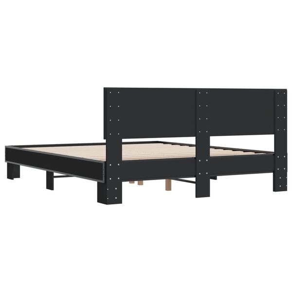 vidaXL Πλαίσιο Κρεβατιού Μαύρο 160x200 εκ. Επεξ. Ξύλο & Μέταλλο