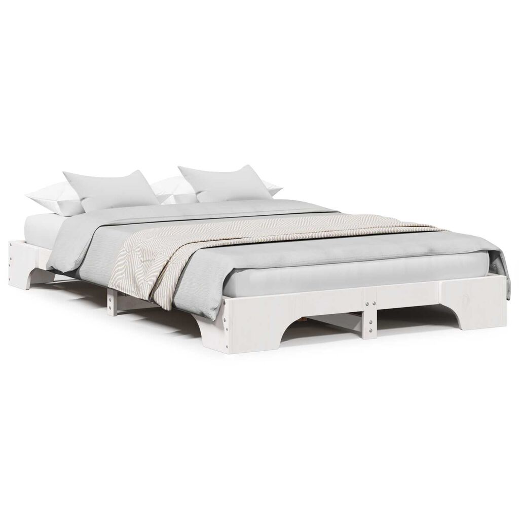 vidaXL Κρεβάτι Λευκό Ξύλο 140 x 190 cm Κρεβάτι Ορθογώνιο Μοντέρνο