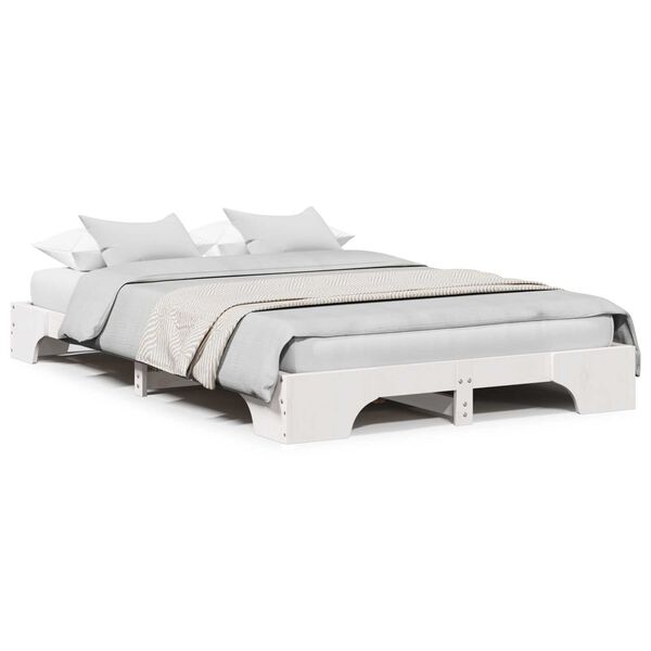 vidaXL Κρεβάτι Λευκό Ξύλο 140 x 190 cm Κρεβάτι Ορθογώνιο Μοντέρνο
